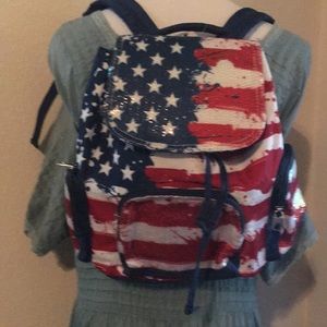 Sequined American Flag Patriot Small Backpack